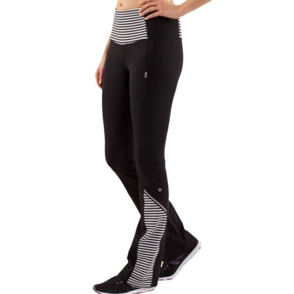 lululemon athletica Pants - Lululemon Run: Ice Queen PantBlack / Classic Stripe Black White / Black size 4